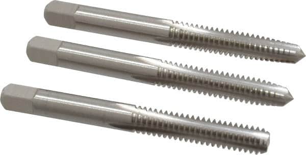 Cleveland - 1/4-20 UNC, 4 Flute, Bottoming, Plug & Taper, Bright Finish, High Speed Steel Tap Set - Right Hand Cut, 63.5mm OAL, 0.63" Thread Length - Exact Tooling