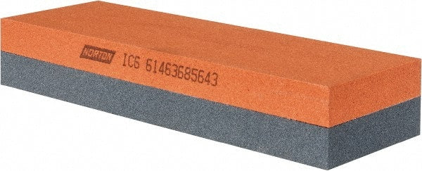 Norton - 6" Long x 2" Wide x 1" Thick, Aluminum Oxide Sharpening Stone - Rectangle, Medium, Fine Grade - Exact Tooling