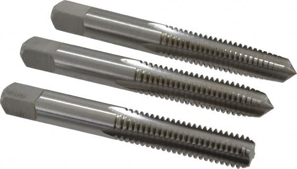 Cleveland - 3/8-16 UNC, 4 Flute, Bottoming, Plug & Taper, Bright Finish, High Speed Steel Tap Set - Right Hand Cut, 2.938" OAL, 3/4" Thread Length - Exact Tooling