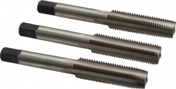 Cleveland - 7/16-20 UNF, 4 Flute, Bottoming, Plug & Taper, Bright Finish, High Speed Steel Tap Set - Right Hand Cut, 3-5/32" OAL, 0.88" Thread Length - Exact Tooling