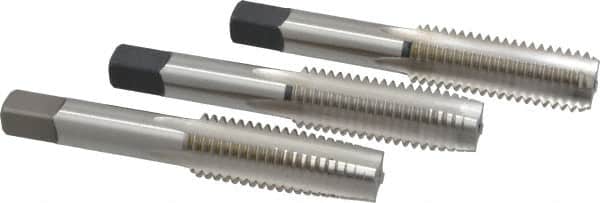 Cleveland - 5/8-11 UNC, 4 Flute, Bottoming, Plug & Taper, Bright Finish, High Speed Steel Tap Set - Right Hand Cut, 3-13/16" OAL, 1.09" Thread Length - Exact Tooling