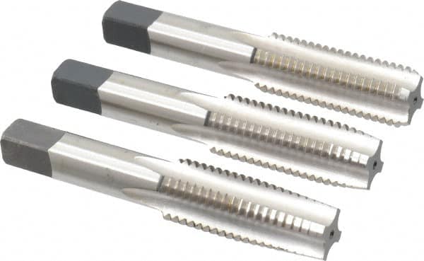 Cleveland - 3/4-10 UNC, 4 Flute, Bottoming, Plug & Taper, Bright Finish, High Speed Steel Tap Set - Right Hand Cut, 107.95mm OAL, 1.22" Thread Length - Exact Tooling
