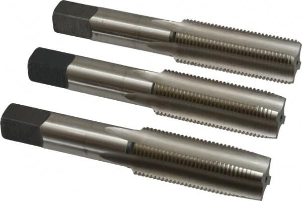 Cleveland - 3/4-16 UNF, 4 Flute, Bottoming, Plug & Taper, Bright Finish, High Speed Steel Tap Set - Right Hand Cut, 107.95mm OAL, 1.22" Thread Length - Exact Tooling