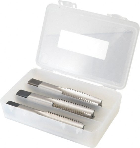 Cleveland - 7/8-9 UNC, 4 Flute, Bottoming, Plug & Taper, Bright Finish, High Speed Steel Tap Set - Right Hand Cut, 4-11/16" OAL, 2.22" Thread Length - Exact Tooling