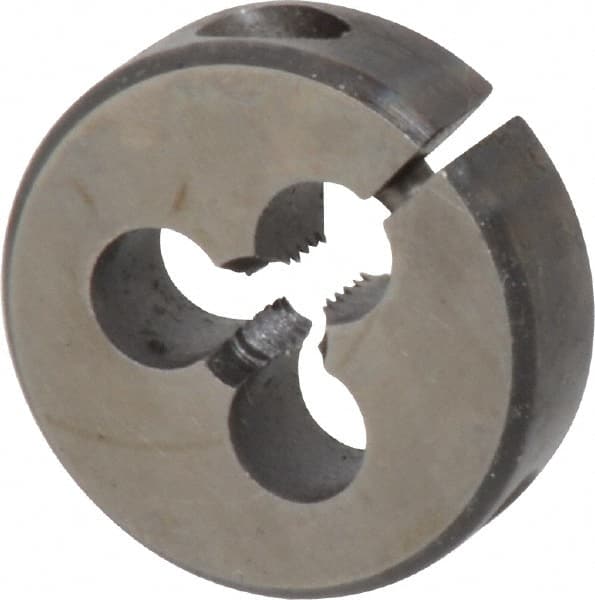Cle-Line - #8-32 UNC Thread, 13/16" Outside Diam High Speed Steel Round Die - 1/4" Thick, Right Hand Thread, Adjustable - Exact Tooling