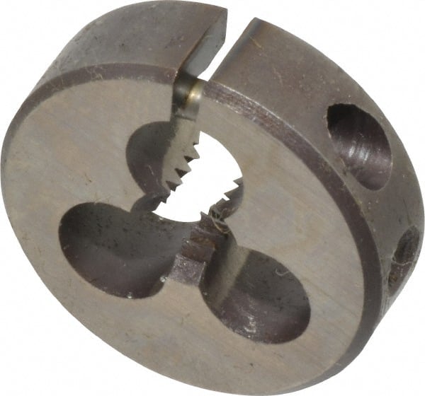 Cle-Line - #10-24 UNC Thread, 13/16" Outside Diam High Speed Steel Round Die - 1/4" Thick, Right Hand Thread, Adjustable - Exact Tooling