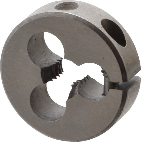 Cle-Line - #12-24 UNC Thread, 13/16" Outside Diam High Speed Steel Round Die - 1/4" Thick, Right Hand Thread, Adjustable - Exact Tooling