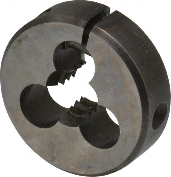 Cle-Line - 1/4-20 UNC Thread, 13/16" Outside Diam High Speed Steel Round Die - 1/4" Thick, Right Hand Thread, Adjustable - Exact Tooling