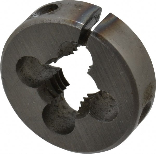 Cle-Line - 5/16-24 UNF Thread, 13/16" Outside Diam High Speed Steel Round Die - 1/4" Thick, Right Hand Thread, Adjustable - Exact Tooling