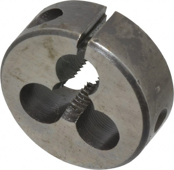 Cle-Line - 1/4-28 UNF Thread, 1" Outside Diam High Speed Steel Round Die - 3/8" Thick, Right Hand Thread, Adjustable - Exact Tooling