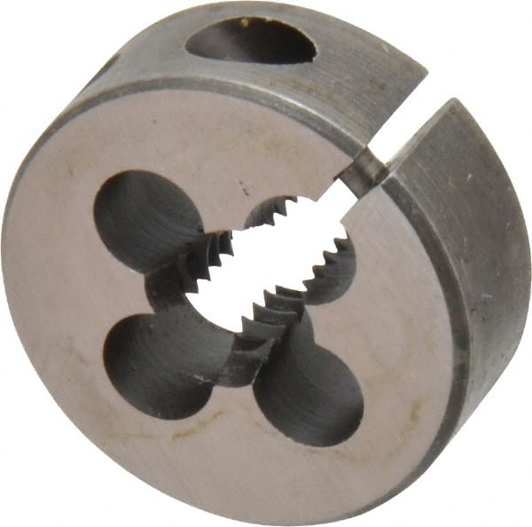 Cle-Line - 5/16-18 UNC Thread, 1" Outside Diam High Speed Steel Round Die - 3/8" Thick, Right Hand Thread, Adjustable - Exact Tooling