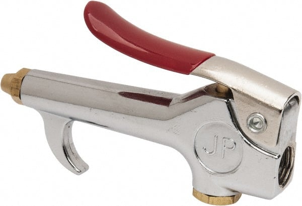 Value Collection - 90 Max psi Brass Thumb Lever Blow Gun - 1/4 NPT, 7/16" Tube Length, Chrome Plated Zinc - Exact Tooling