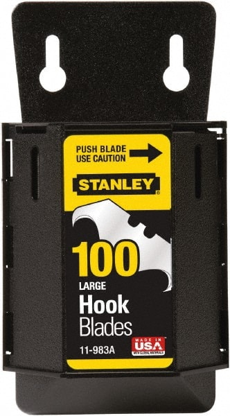 Stanley - 100 Piece High Carbon Steel Hook Blade - 48mm OAL, 1-7/8" Blade Length, 0.024" Blade Thickness - Exact Tooling