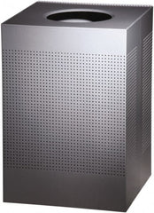 Rubbermaid - 40 Gal Silver Square Decorative Waste Receptacle With Top - Steel, 30" High x 476.25mm Long x 476.25mm Wide - Exact Tooling