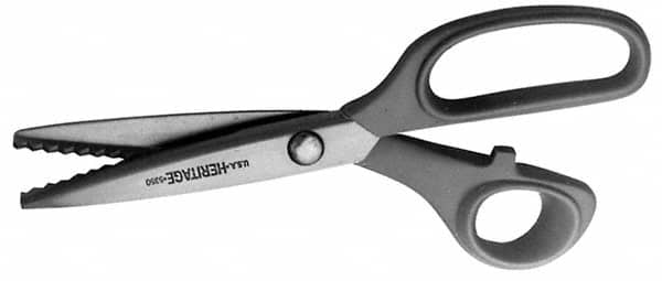 Heritage Cutlery - 2-7/8" LOC, 8-1/4" OAL Stainless Steel Standard Shears - Right Hand, Metal Bent Handle, For Pinking - Exact Tooling
