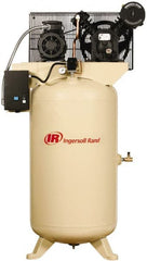 Ingersoll-Rand - 5 hp, 80 Gal Stationary Electric Vertical Air Compressor - Three Phase, 175 Max psi, 14 CFM, 460 Volt - Exact Tooling