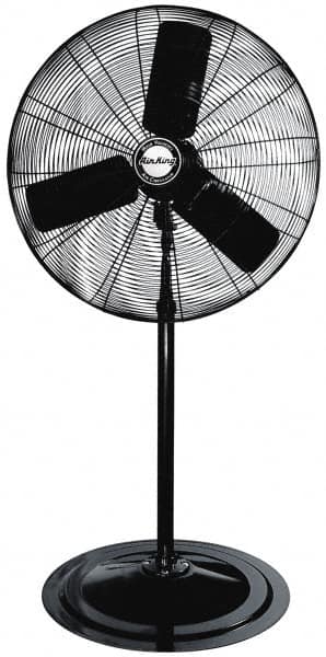 Air King - 24" Blade, 1/4 hp, 5,130 Max CFM, Single Phase Oscillating Pedestal Fan - 2.03/1.81/1.63 Amps, 120 Volts, 3 Speed - Exact Tooling