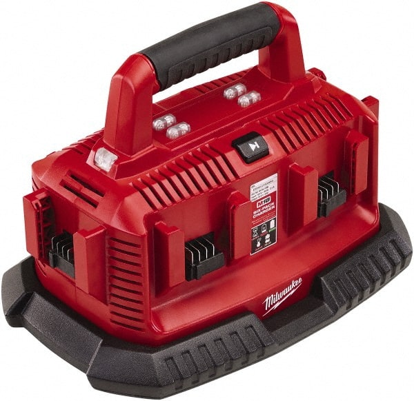 Milwaukee Tool - 18 Volt, 6 Battery Lithium-Ion Power Tool Charger - 30 min to 1 hr to Charge, Pass Through Plug Power Source - Exact Tooling