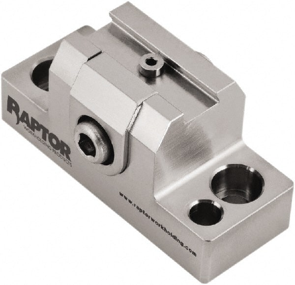 Raptor Workholding - 1-1/4" High x 1" Wide x 2-1/2" Long Dovetail Vise - 3/8" Jaw Opening Capacity, 1/8" High x 1-1/4" Wide Jaw, For 4 & 5 Axis Workholding Systems - Exact Tooling