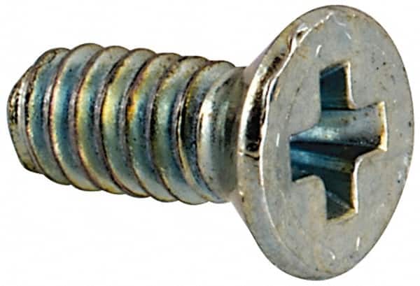 Value Collection - #3-48 UNC, 1/4" OAL Phillips Drive Machine Screw - Flat Head, Grade J82 Steel, Zinc-Plated Finish, Without Washer - Exact Tooling