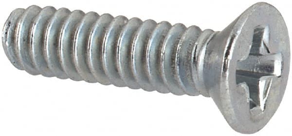 Value Collection - #4-40 UNC, 7/16" OAL Phillips Drive Machine Screw - Flat Head, Grade J82 Steel, Zinc-Plated Finish, Without Washer - Exact Tooling