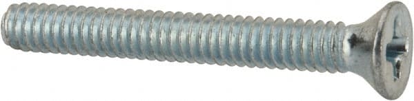 Value Collection - #5-40 UNC, 1" OAL Phillips Drive Machine Screw - Flat Head, Grade J82 Steel, Zinc-Plated Finish, Without Washer - Exact Tooling
