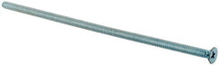 Value Collection - #10-24 UNC, 6" OAL Phillips Drive Machine Screw - Flat Head, Grade J82 Steel, Zinc-Plated Finish, Without Washer - Exact Tooling