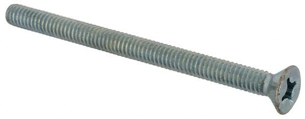 Value Collection - #12-24 UNC, 3" OAL Phillips Drive Machine Screw - Flat Head, Grade J82 Steel, Zinc-Plated Finish, Without Washer - Exact Tooling