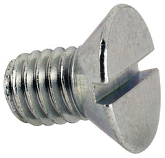 Value Collection - 3/8-16 UNC, 5/8" OAL Slotted Drive Machine Screw - Flat Head, Grade J82 Steel, Zinc-Plated Finish, Without Washer - Exact Tooling