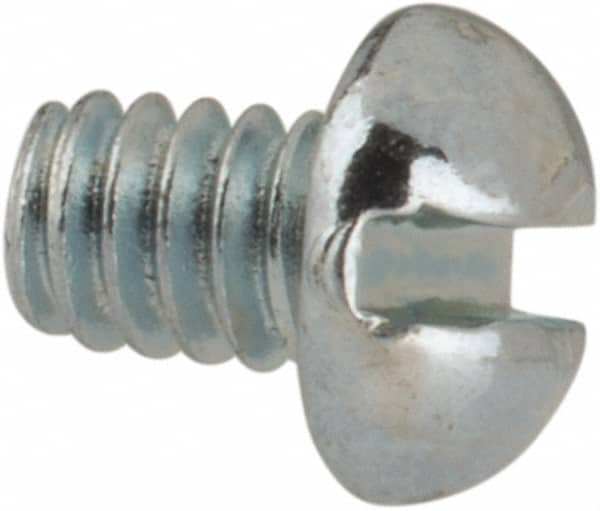 Value Collection - #2-56 UNC, 1/8" Length Under Head Slotted Drive Machine Screw - Round Head, Grade J82 Steel, Zinc-Plated Finish, Without Washer - Exact Tooling