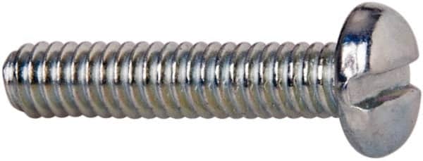 Value Collection - #5-40 UNC, 5/8" Length Under Head Slotted Drive Machine Screw - Pan Head, Grade J82 Steel, Zinc-Plated Finish, Without Washer - Exact Tooling