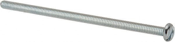 Value Collection - #8-32 UNC, 3-1/2" Length Under Head Slotted Drive Machine Screw - Pan Head, Grade J82 Steel, Zinc-Plated Finish, Without Washer - Exact Tooling