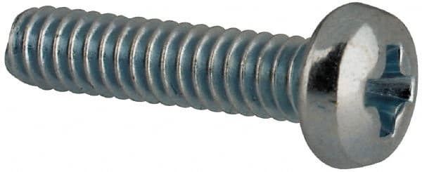Value Collection - #3-48 UNC, 7/16" Length Under Head Phillips Drive Machine Screw - Pan Head, Grade J82 Steel, Zinc-Plated Finish, Without Washer - Exact Tooling