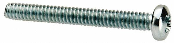 Value Collection - #3-48 UNC, 7/8" Length Under Head Phillips Drive Machine Screw - Pan Head, Grade J82 Steel, Zinc-Plated Finish, Without Washer - Exact Tooling