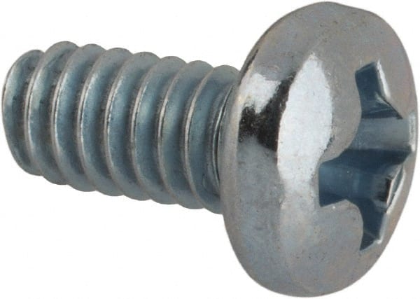 Value Collection - #5-40 UNC, 1/4" Length Under Head Phillips Drive Machine Screw - Pan Head, Grade J82 Steel, Zinc-Plated Finish, Without Washer - Exact Tooling