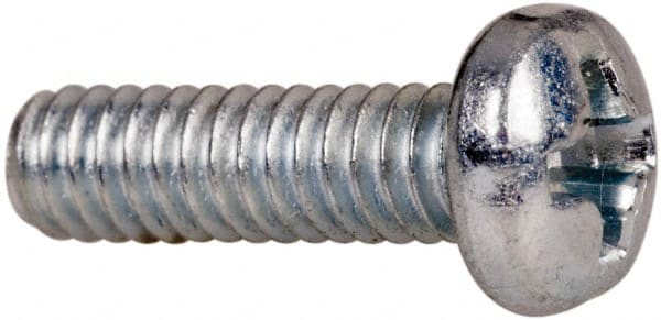 Value Collection - #5-40 UNC, 7/16" Length Under Head Phillips Drive Machine Screw - Pan Head, Grade J82 Steel, Zinc-Plated Finish, Without Washer - Exact Tooling
