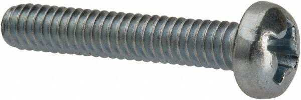 Value Collection - #5-40 UNC, 3/4" Length Under Head Phillips Drive Machine Screw - Pan Head, Grade J82 Steel, Zinc-Plated Finish, Without Washer - Exact Tooling