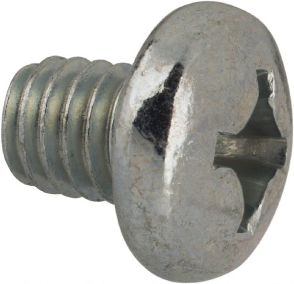 Value Collection - 5/16-18 UNC, 3/8" Length Under Head Phillips Drive Machine Screw - Pan Head, Grade J82 Steel, Zinc-Plated Finish, Without Washer - Exact Tooling