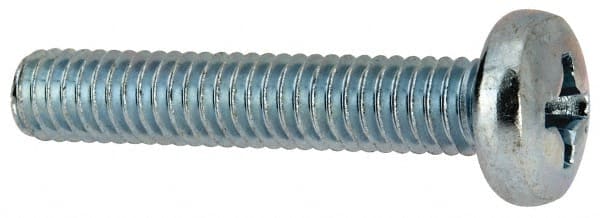Value Collection - 5/16-18 UNC, 1-3/4" Length Under Head Phillips Drive Machine Screw - Pan Head, Grade J82 Steel, Zinc-Plated Finish, Without Washer - Exact Tooling