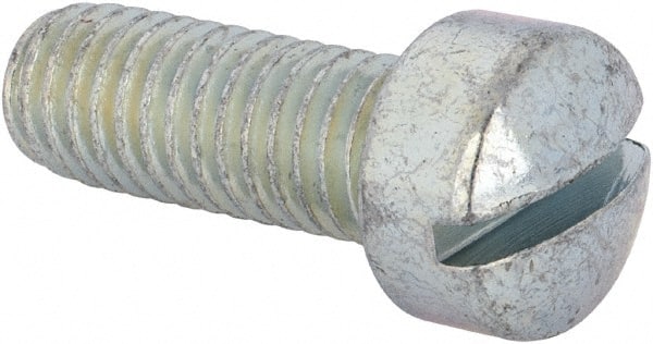 Value Collection - 3/8-16 UNC, 1" Length Under Head Slotted Drive Machine Screw - Fillister Head, Grade J82 Steel, Zinc-Plated Finish, Without Washer - Exact Tooling