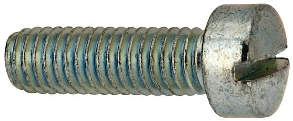Value Collection - 3/8-16 UNC, 1-1/4" Length Under Head Slotted Drive Machine Screw - Fillister Head, Grade J82 Steel, Zinc-Plated Finish, Without Washer - Exact Tooling