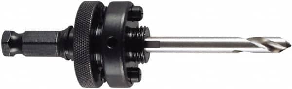 M.K. MORSE - 1-1/4 to 6" Tool Diam Compatibility, Hex Shank, High Speed Steel Integral Pilot Drill, Hole Cutting Tool Arbor - 7/16" Min Chuck, Hex Shank Cross Section, Quick-Change Attachment, For 1-1/4 to 6" Hole Saws - Exact Tooling