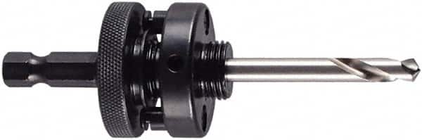 M.K. MORSE - 1-1/4 to 6" Tool Diam Compatibility, Hex Shank, High Speed Steel Integral Pilot Drill, Hole Cutting Tool Arbor - 3/8" Min Chuck, Hex Shank Cross Section, Quick-Change Attachment, For 1-1/4 to 6" Hole Saws - Exact Tooling