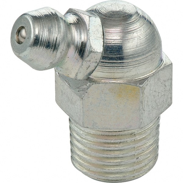 Umeta - 67° Head Angle, 1/8 PTF Stainless Steel Standard Grease Fitting - 7/16" Hex, 0.9531" Overall Height - Exact Tooling