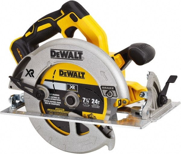 DeWALT - 20 Volt, 7-1/4" Blade, Cordless Circular Saw - 4,000 RPM, Lithium-Ion Batteries Not Included - Exact Tooling