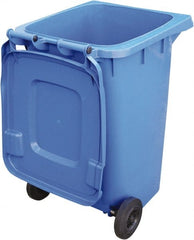 Vestil - 64 Gal Blue Rectangle Trash Can - Polyethylene, None Graphic, 39-15/16" High x 28-1/2" Long x 23-1/2" Wide, Lid Included - Exact Tooling
