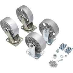 Vestil - 6" Diam x 2" Wide, Semi-Steel (2) Rigid (2) Swivel Caster - 4,800 Lb Capacity, Top Plate Mount, 4" x 4-1/2" Plate - Exact Tooling