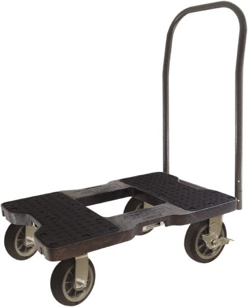 Snap-Loc - 1,500 Lb Capacity Steel Convertible Hand Truck - Polyethylene/Polypropylene Plastic Deck, 20-1/2" OAW, 32" Platform Length x 9-1/2" Platform Height, Rubber Casters - Exact Tooling