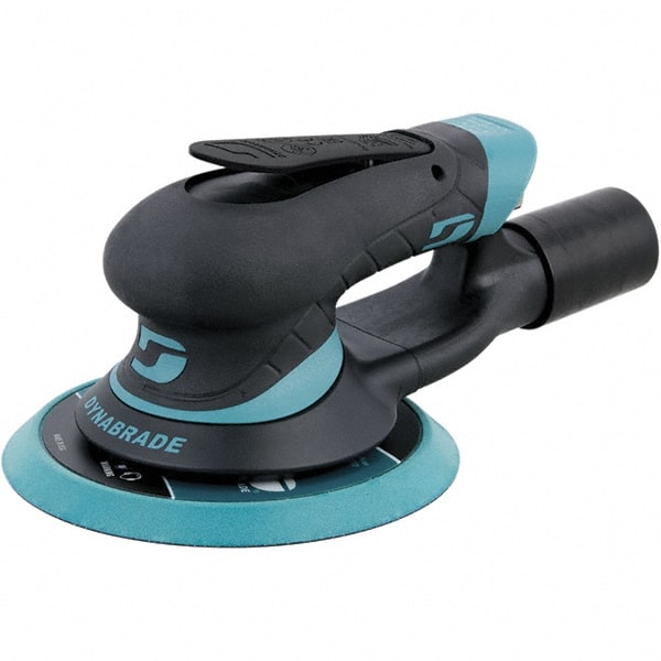 Dynabrade - 12,000 RPM, 12,000 OPM, 19 CFM Air Consumption, 90 psi Air Pressure, Random Air Orbital Sander - Round Pad, Hook & Loop Backing, 1/4 NPT Inlet - Exact Tooling