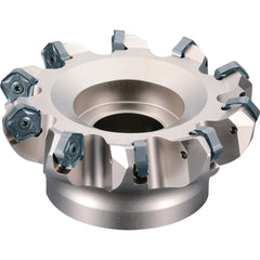 Kyocera - Indexable Chamfer & Angle Face Mills; Cutting Diameter (Inch): 2 ; Arbor Hole Diameter (Inch): 0.75 ; Hole Thread Size: 3/8-24 ; Lead Angle: 45 ; Overall Height (mm): 50.00 ; Insert Compatibility: PNMU1205ANER?; PNEU1205ANER? - Exact Tooling